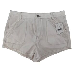 Free People White Denim Shorts Size 31 Lace Trim High Rise Shorts Womens New